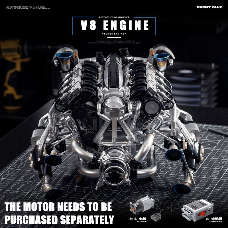 Model Kit V8 Engine - MOC 슈퍼카 V8 엔진 블록 키트-2773개