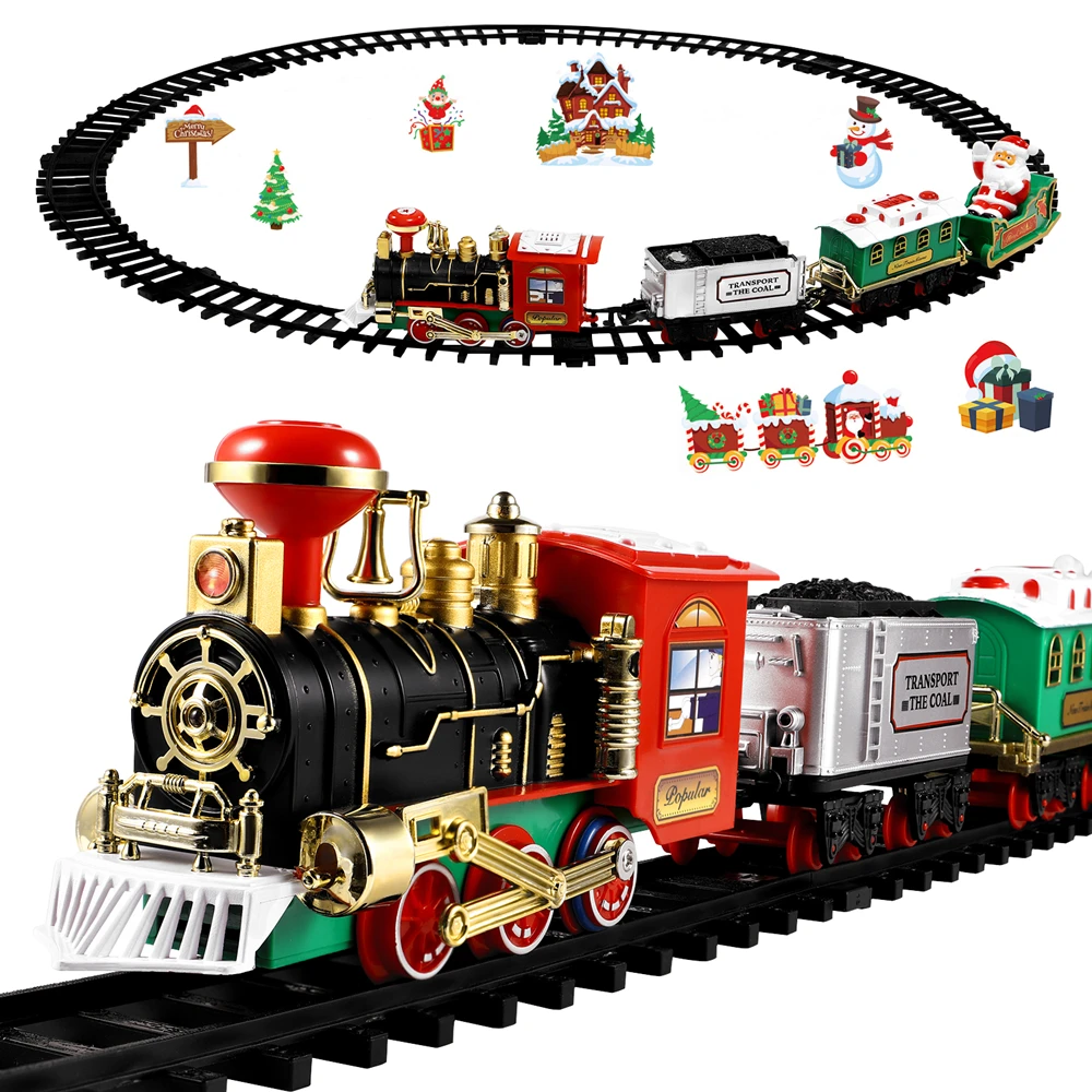 Model Kit Train - 크리스마스 기차 세트 조명과 함께 축제