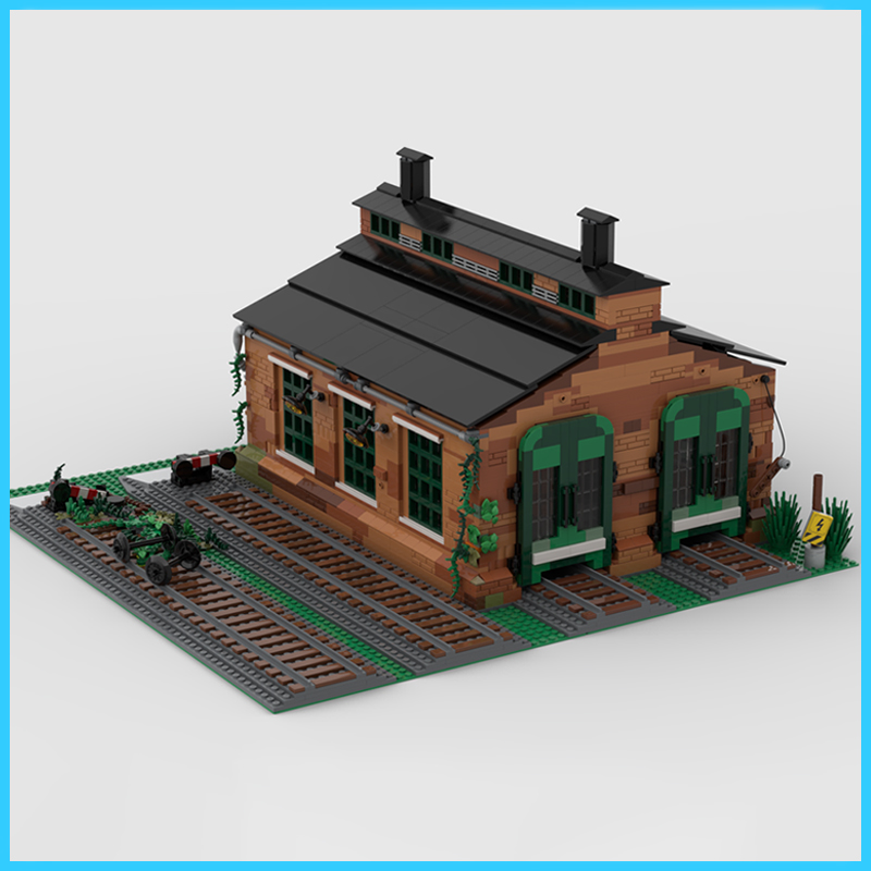 Model Kit Train - MOC 미사용 기차 헛간 건축 모델