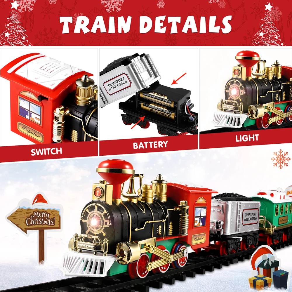 크리스마스 기차 세트 조명과 함께 축제 미니 기관차 모 - Model Kit Train 리뷰 및 가격