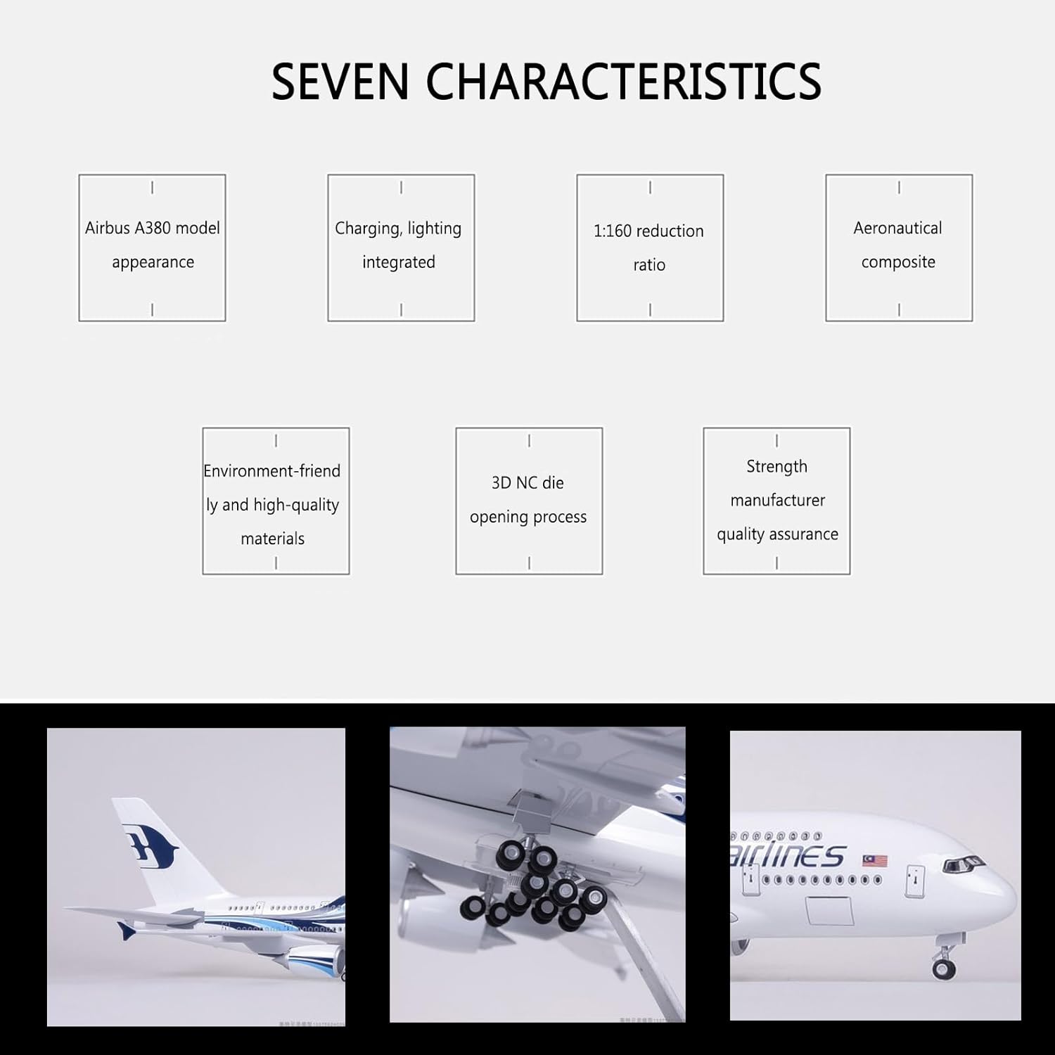 1:160 스케일 말레이시아 항공 A380 금속 비행기 - Model Kit Plane 리뷰 및 가격